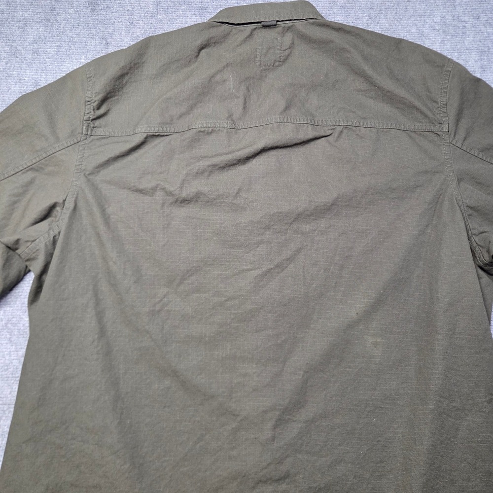Gap Mens XXL Ripstop Cotton Button Down Shirt Olive Green Long Sleeve Overshirt - Picture 14 of 15